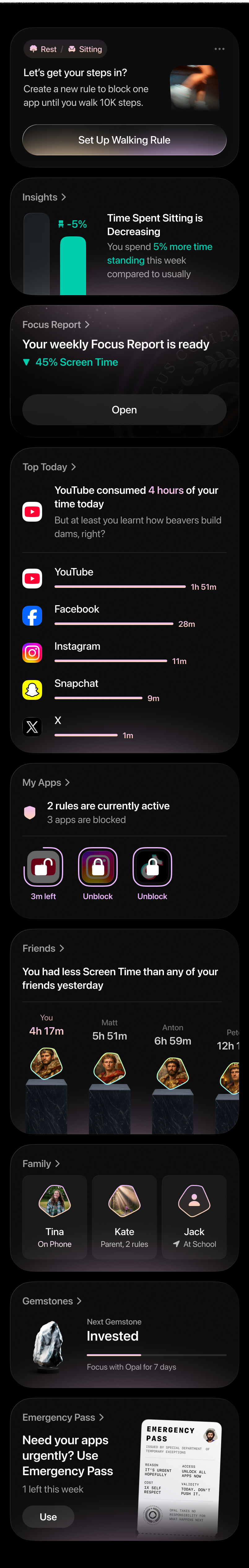 Opal Home Journey — Cards section