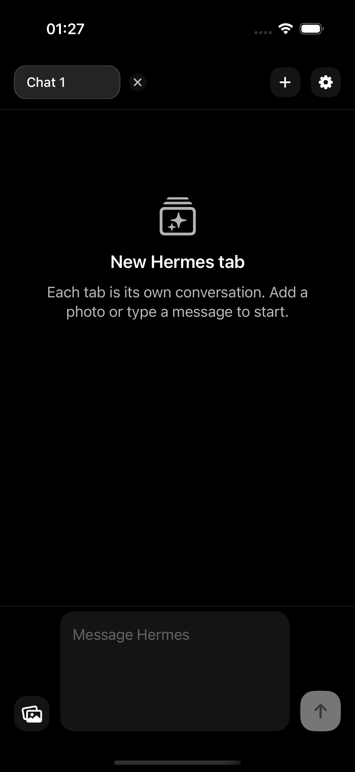 Hermes Tabs — New tab empty state